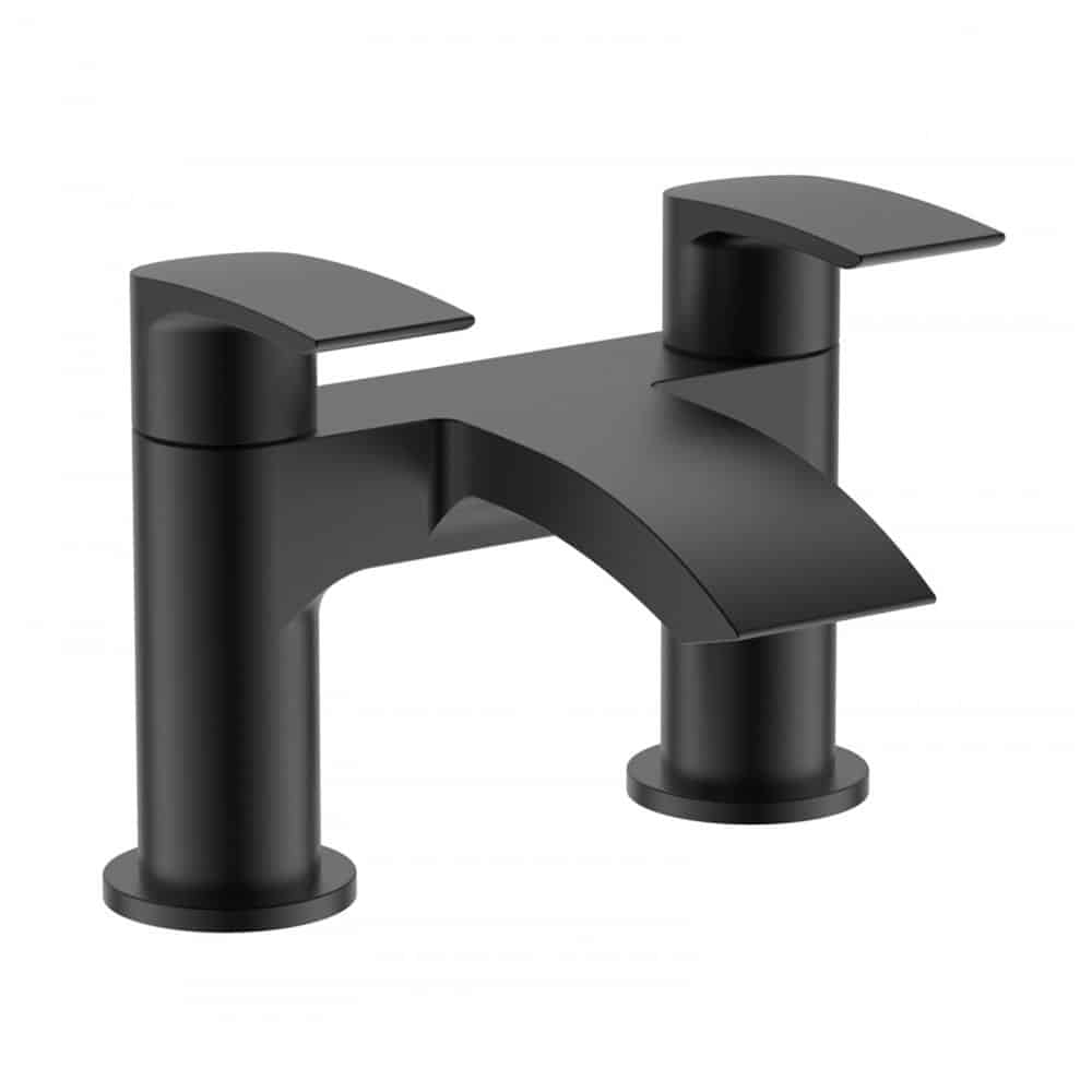 Luxury Bathroom Tap Set Waterfall Bath Filler Basin Mixer Tap Bath Waste BLACK-14482