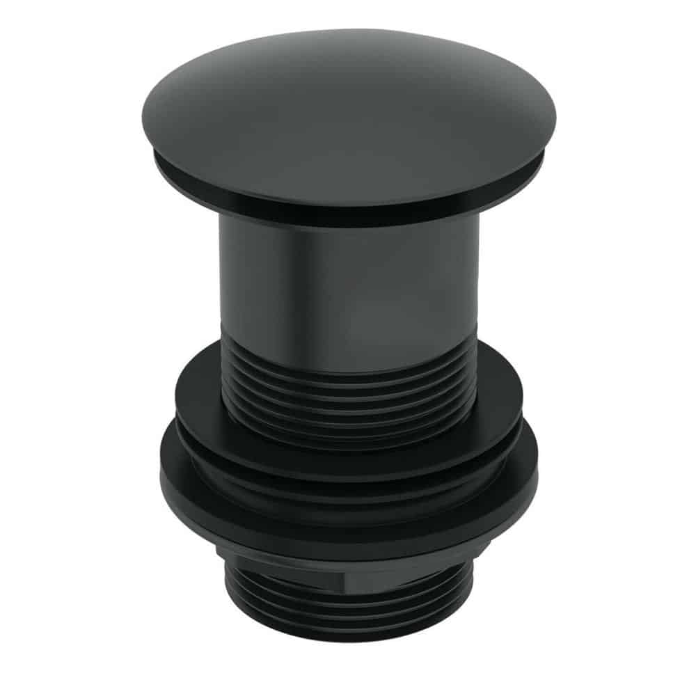 Bathroom Luxury MATT BLACK Basin Sink Mono Mixer Tap & Unslotted Clicker Waste-12941