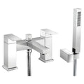 RAK Cubis Polished Chrome Modern Deck-Mounted Bath Shower Mixer Tap with Handset - Solid Brass Construction