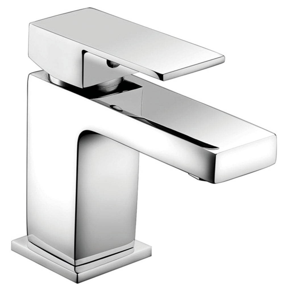 RAK Cubis Polished Chrome Modern Basin Mixer Tap with Waste - Solid Brass