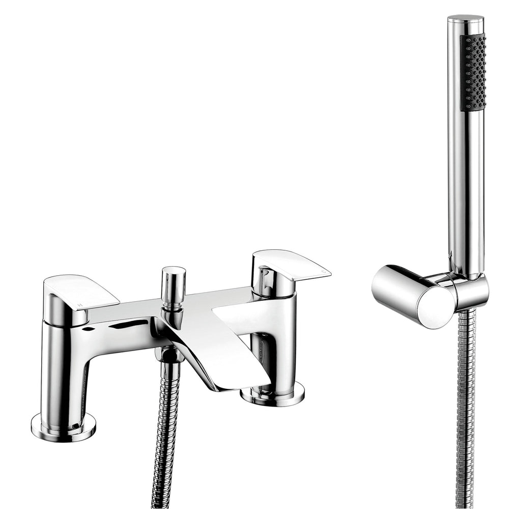 RAK Curve Polished Chrome Bath Shower Mixer Tap with Shower Kit, Solid Brass