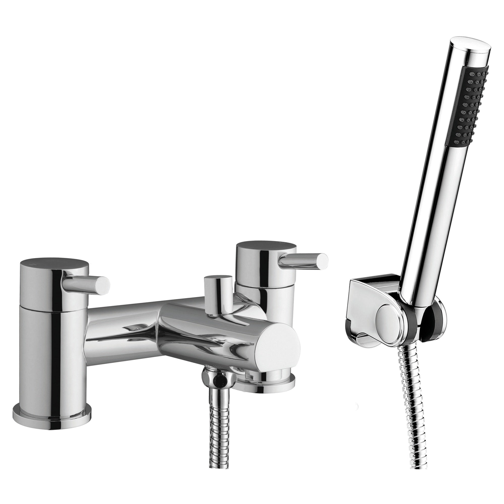 RAK Prima Modern Polished Chrome Deck Mounted Bath Shower Mixer Tap with Handset - Solid Brass