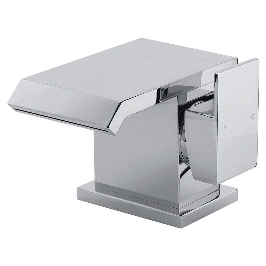 RAK Cubis Polished Chrome Basin Mono Mixer Tap - Modern Solid Brass Design with 15-Year Guarantee