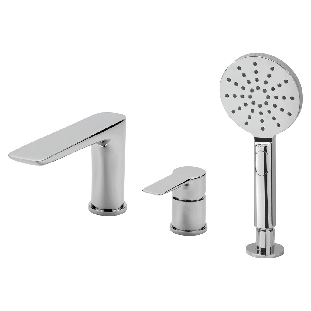 RAK Sport 3-Hole Deck Mounted Bath Shower Mixer Tap with Shower Kit, Solid Brass Polished Chrome Finish
