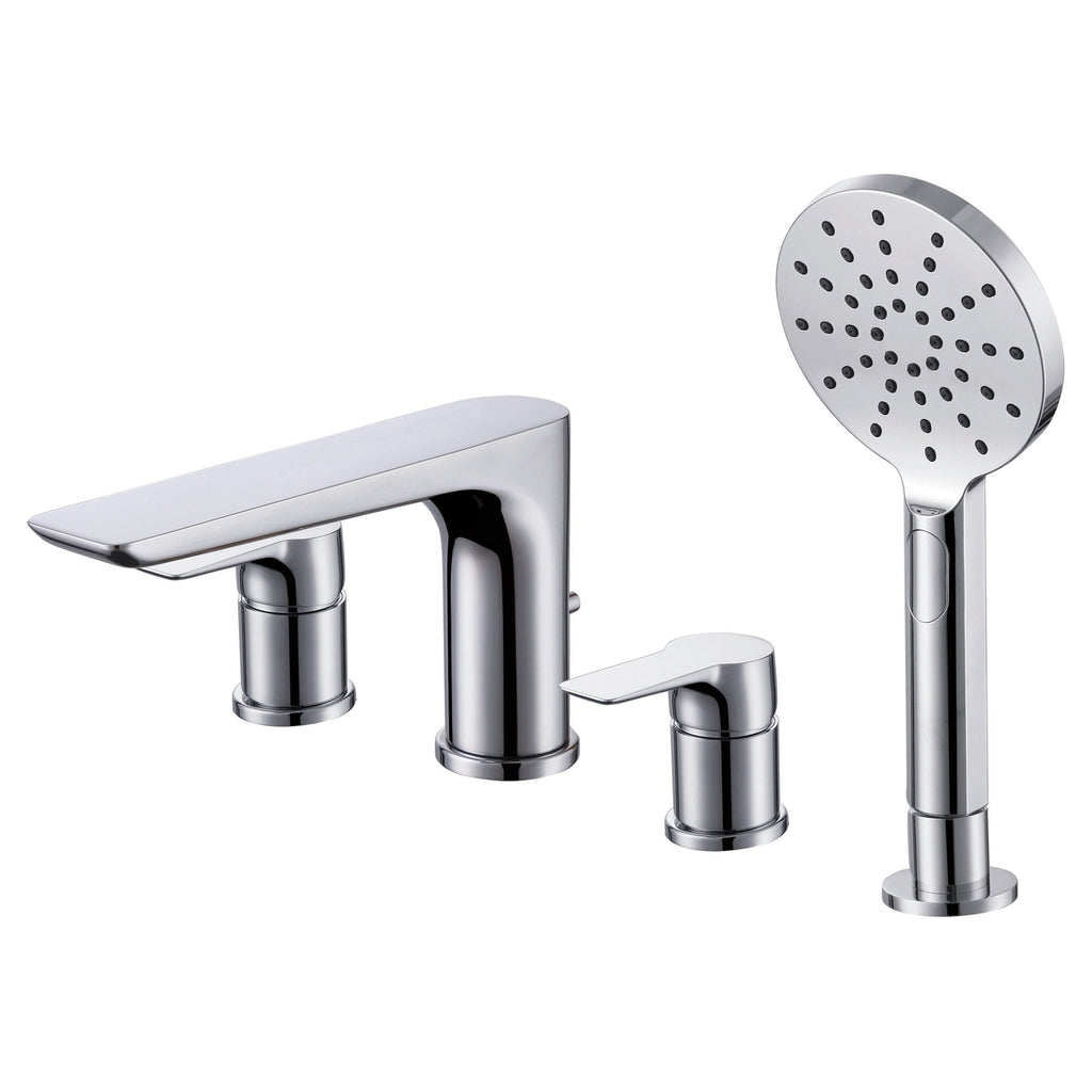 RAK Sport 4 Hole Polished Chrome Solid Brass Deck-Mounted Bath Shower Mixer Tap with Handset