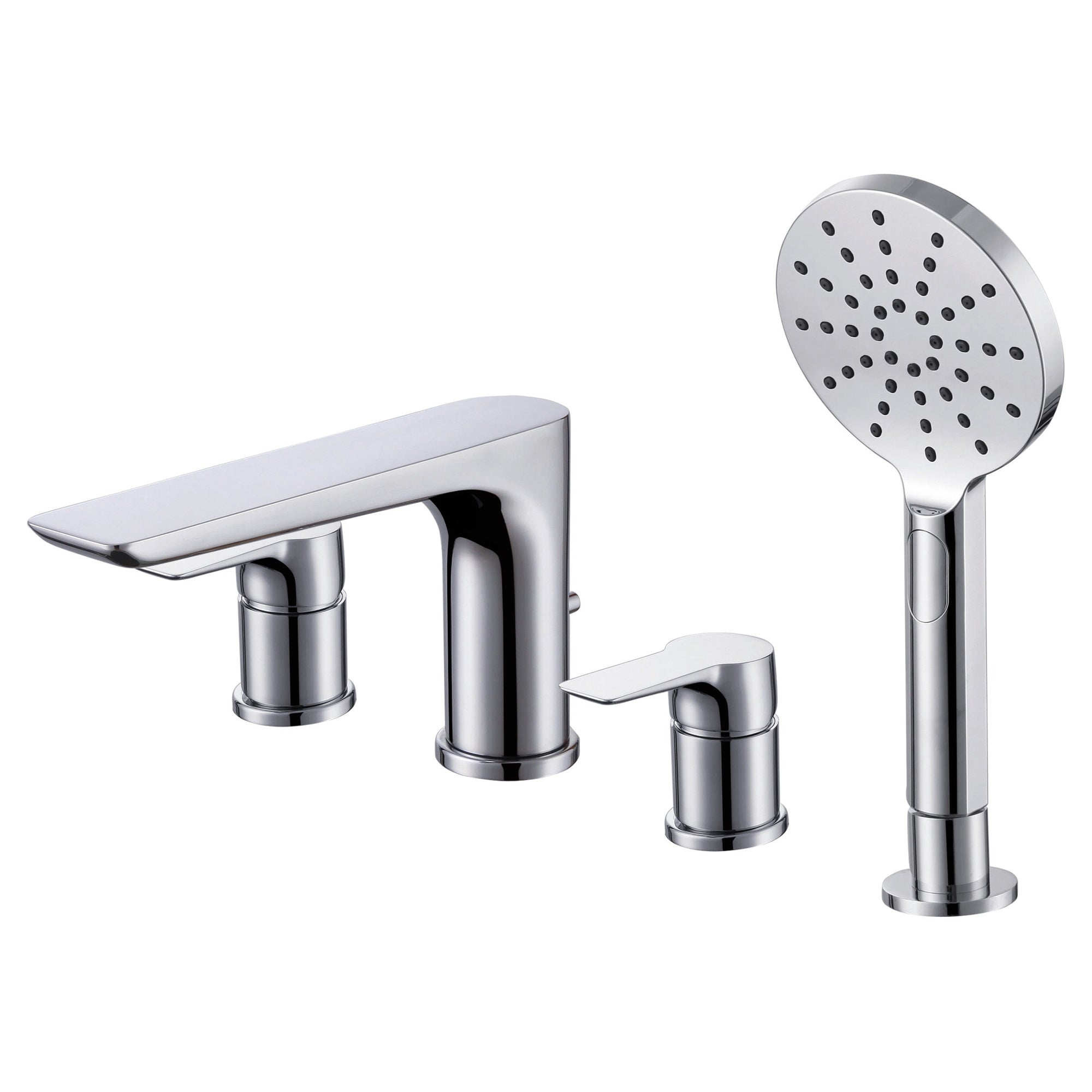 RAK Sport 4 Hole Polished Chrome Solid Brass Deck-Mounted Bath Shower Mixer Tap with Handset