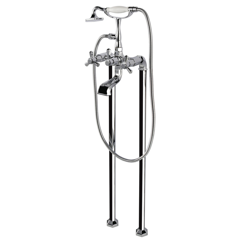 RAK Washington Polished Chrome Traditional Floor Standing Bath Shower Mixer Tap with Shower Kit