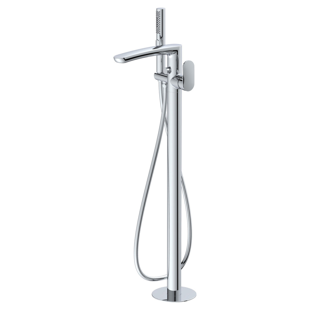 RAK Mercury Modern Floor Standing Bath Shower Mixer Tap - Polished Chrome, Solid Brass