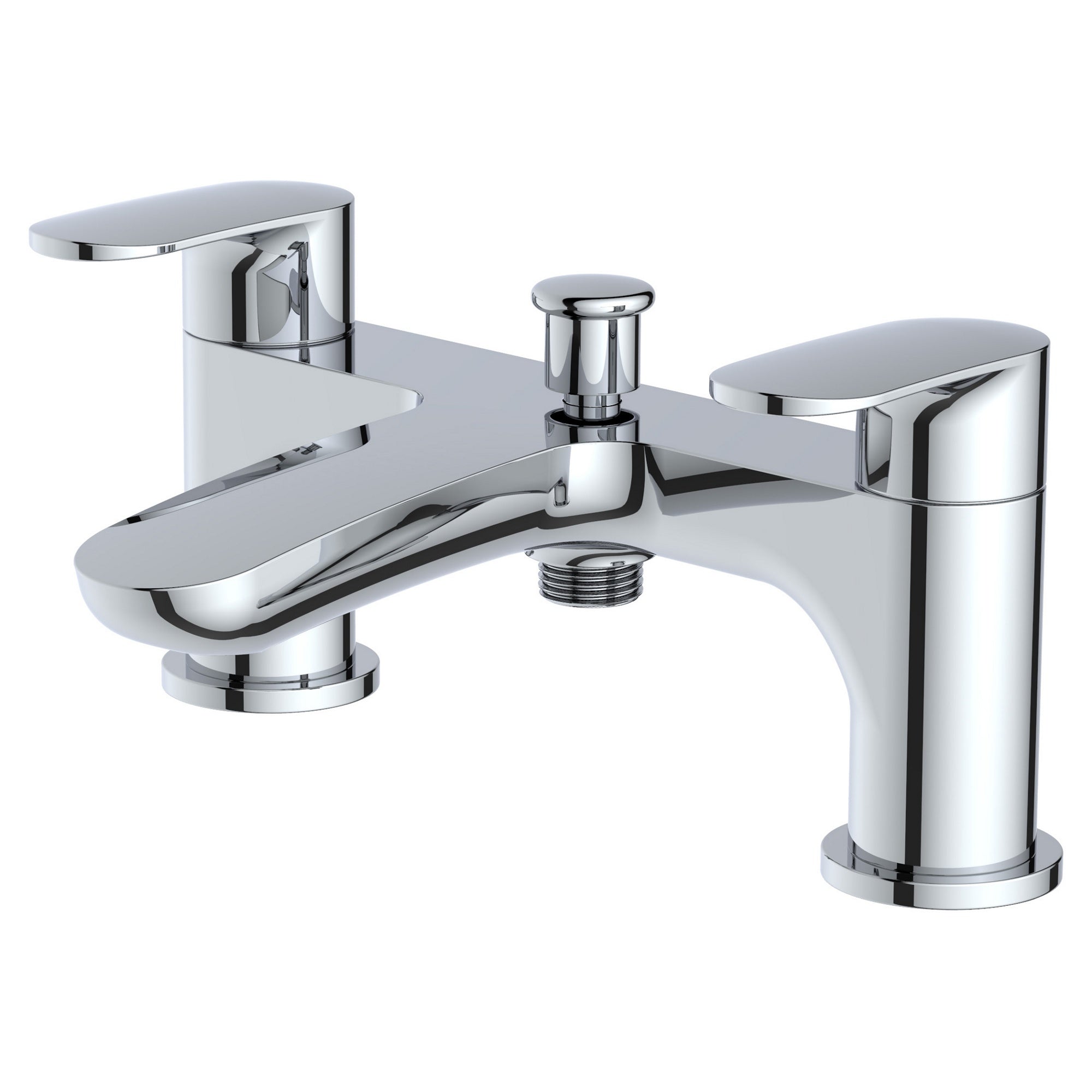 RAK Mercury Polished Chrome Bath Shower Mixer Tap with Shower Kit - Solid Brass, Modern Deck-Mounted Design
