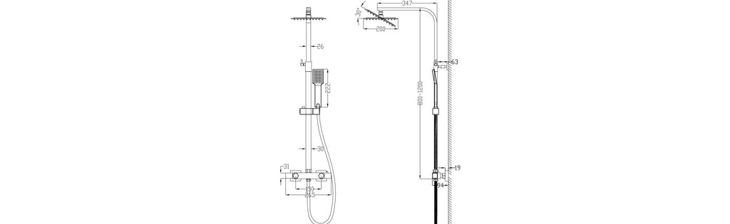 Modern Square Exposed Thermostatic Mixer Shower Set Shower Head and Handheld