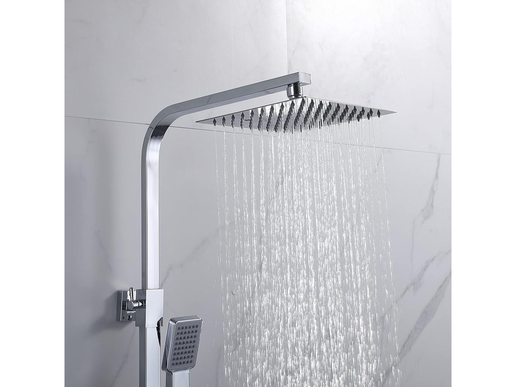 Modern Square Exposed Thermostatic Mixer Shower Set Shower Head and Handheld