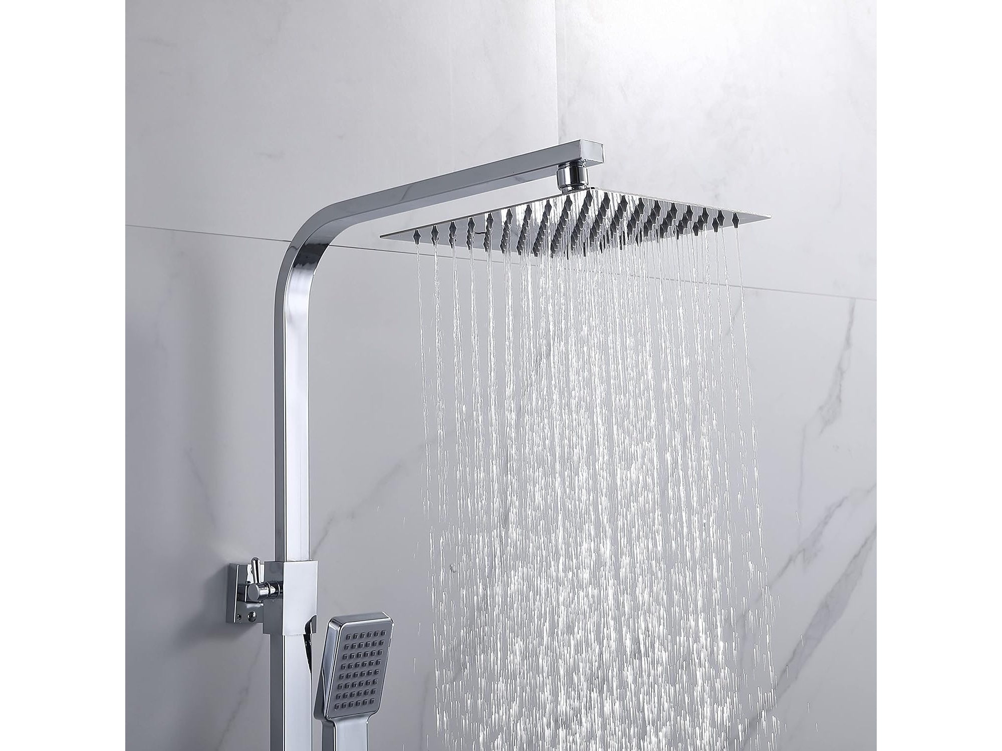 Modern Square Exposed Thermostatic Mixer Shower Set Shower Head and Handheld
