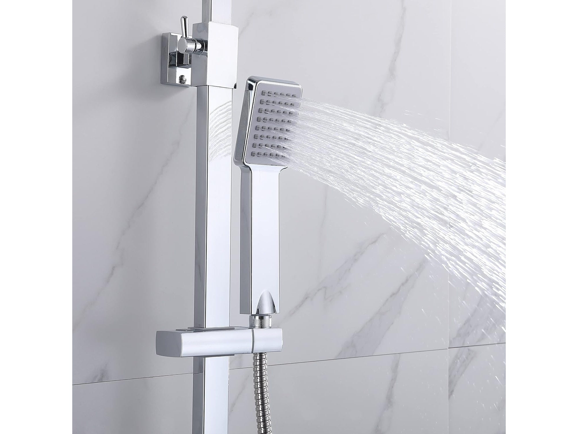Modern Square Exposed Thermostatic Mixer Shower Set Shower Head and Handheld