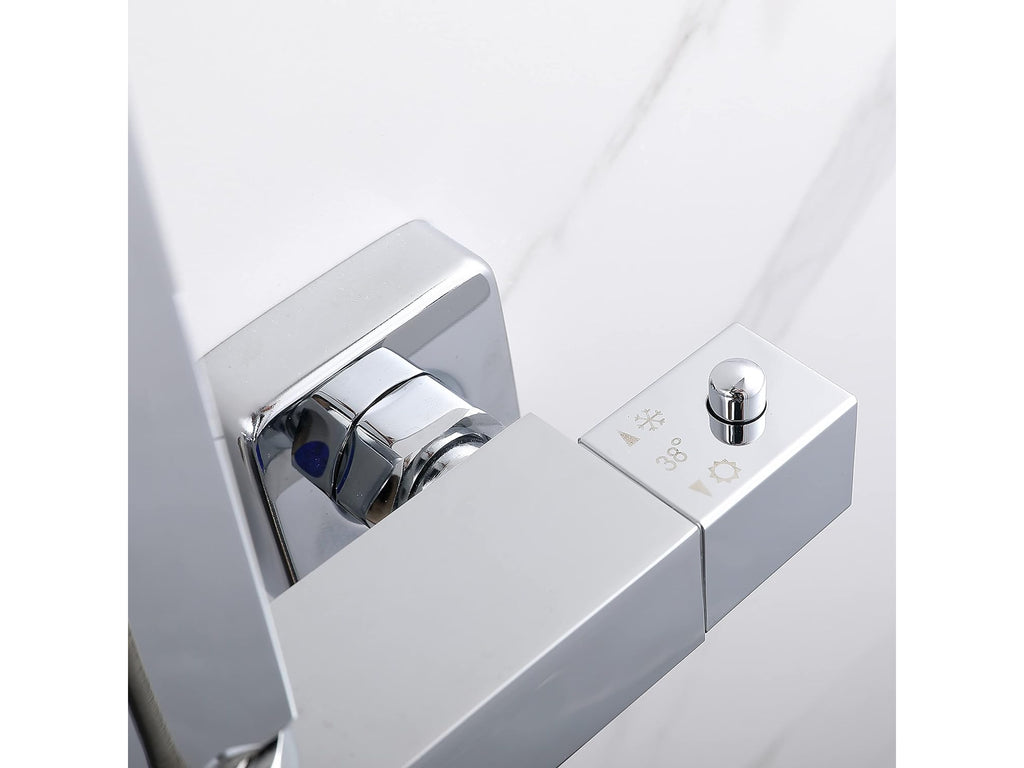 Modern Square Exposed Thermostatic Mixer Shower Set Shower Head and Handheld