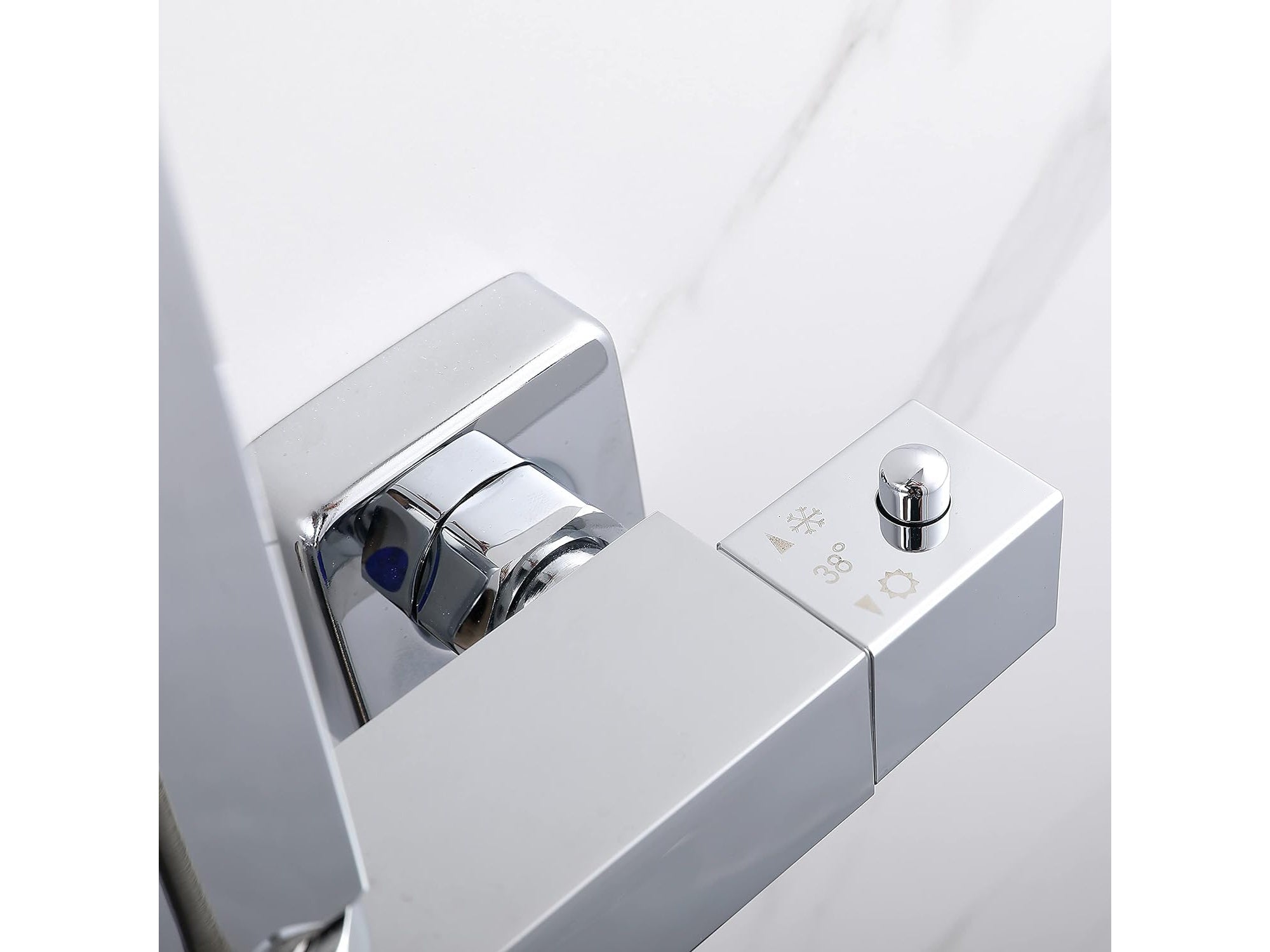 Modern Square Exposed Thermostatic Mixer Shower Set Shower Head and Handheld