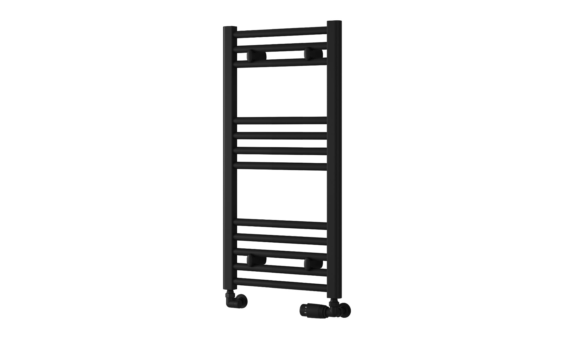 Reina Capo Flat Heated Designer Ladder Towel Rail - 800 x 400 mm - Black