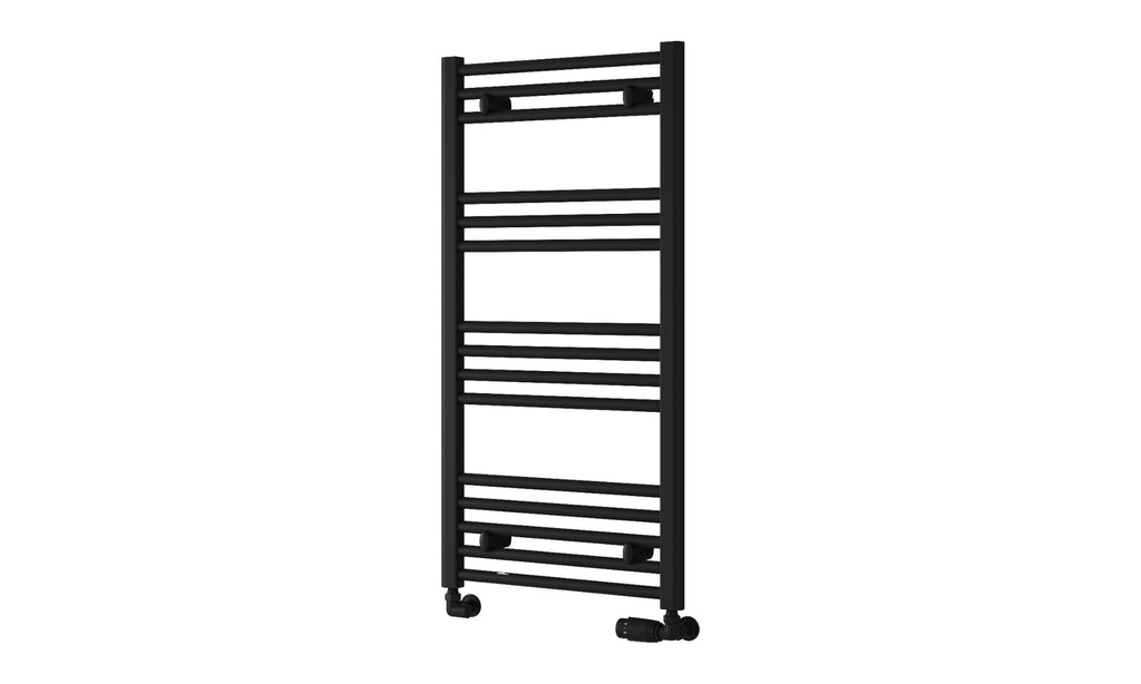 Reina Capo Flat Heated Designer Ladder Towel Rail - 1000 x 500 mm - Black