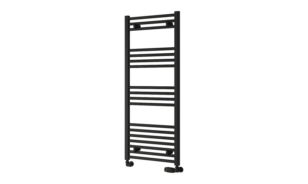 Reina Capo Flat Heated Designer Ladder Towel Rail - 1200 x 500 mm - Black