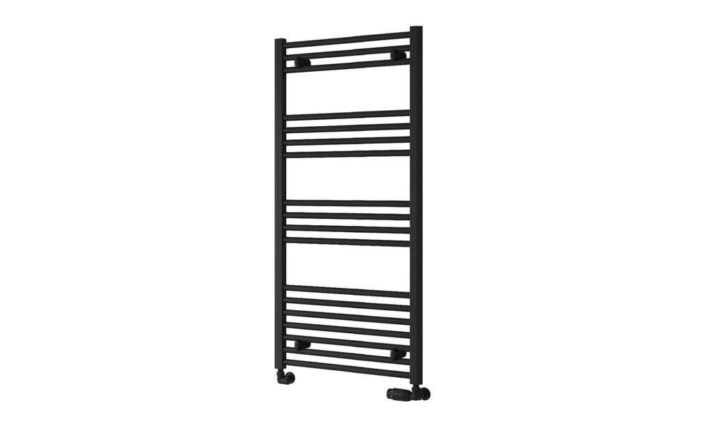 Reina Capo Flat Heated Designer Ladder Towel Rail - 1200 x 600 mm - Black