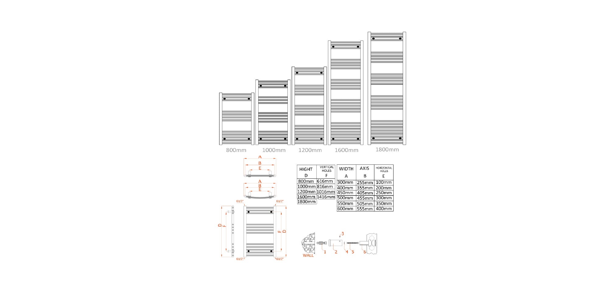 Reina Capo Flat Heated Designer Ladder Towel Rail - 1600 x 400 mm - Black
