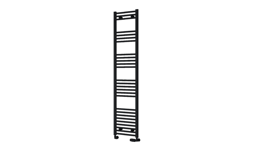 Reina Capo Flat Heated Designer Ladder Towel Rail - 1800 x 400 mm - Black