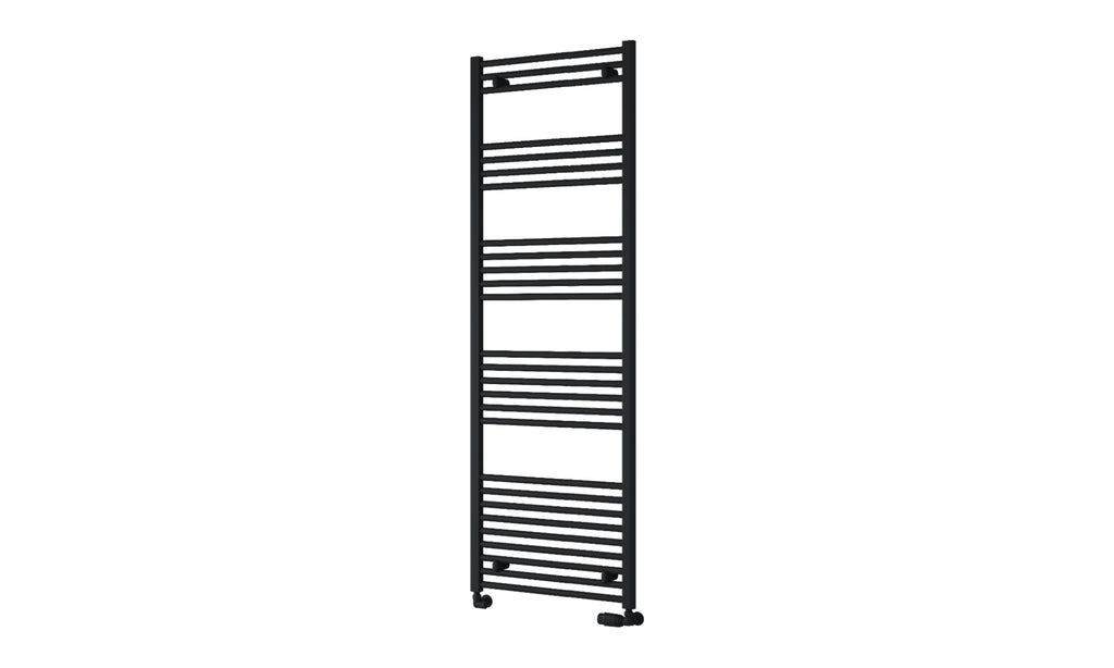 Reina Capo Flat Heated Designer Ladder Towel Rail - 1800 x 600 mm - Black