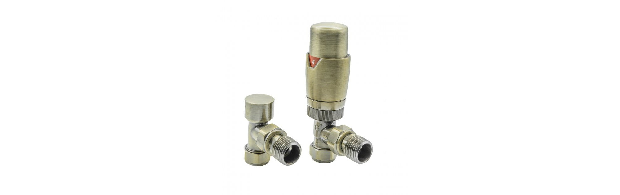 Reina Modal TRV Angled Radiator Valve and LockShield Bronze