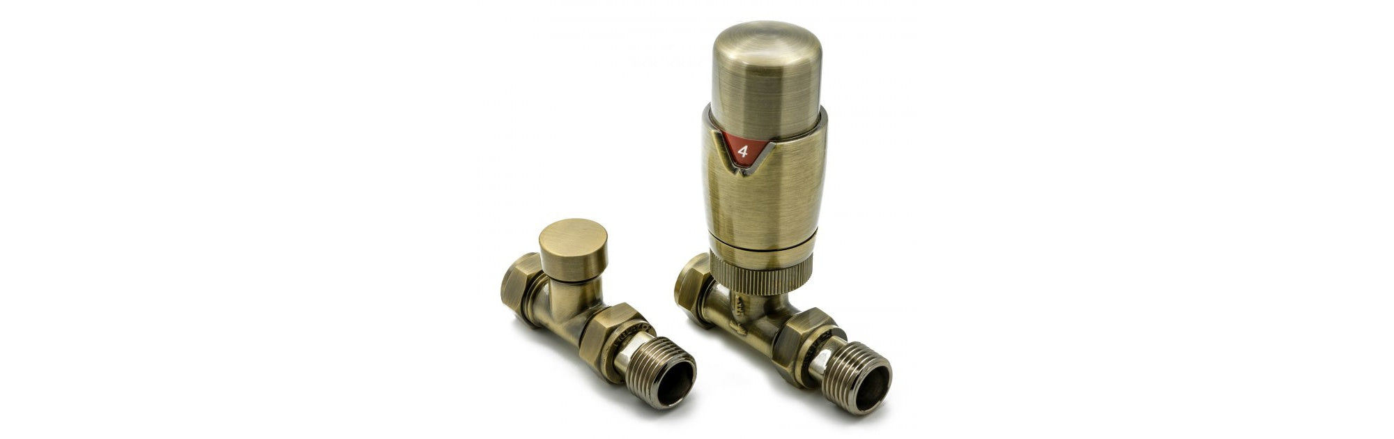 Reina Modal TRV Straight Radiator Valve and LockShield Bronze