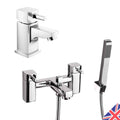 Square Modern Chrome Bathroom Bath Shower Mixer & Basin Sink Mono Tap-0