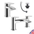 Square Waterfall Chrome Bath Filler Mixer & Basin Sink Mono Tap Inc Waste-0