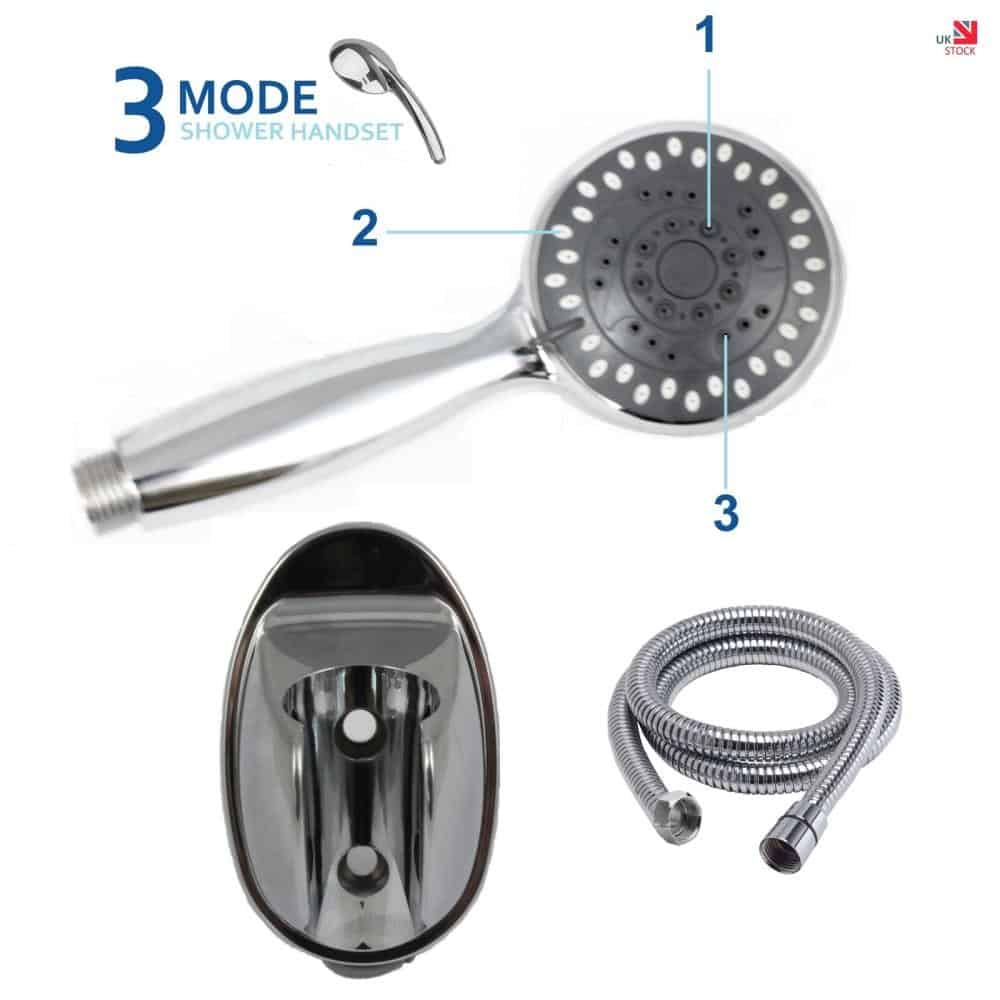Shower Head Set including Hose and Wall Bracket Chrome-10537
