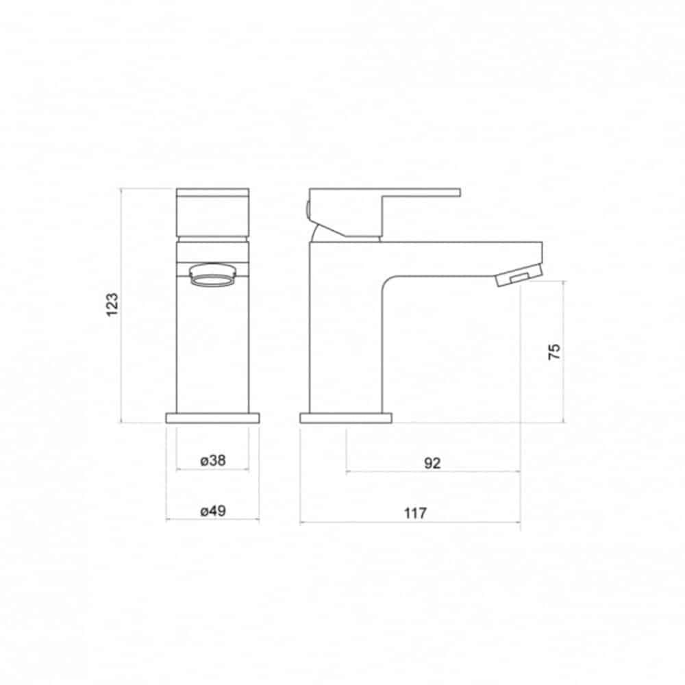 2 Door Floorstanding Vanity Unit With Basin and Mini Mono Basin Mixer Tap with Waste- 500mm
