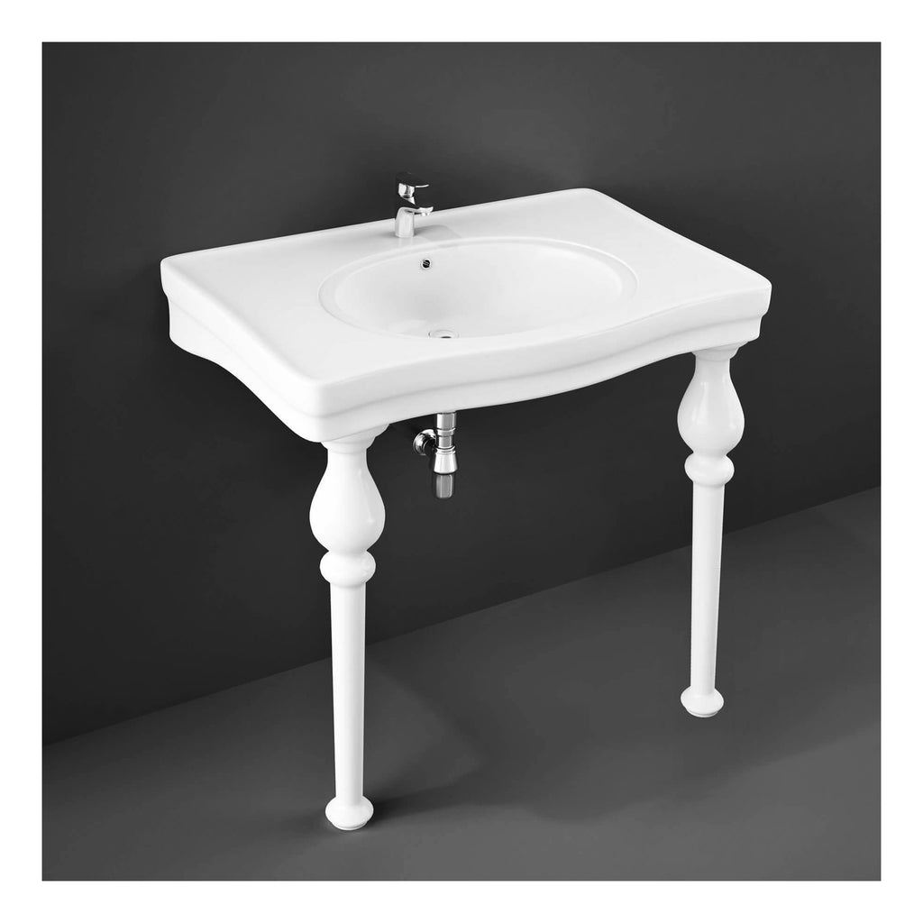 RAK Console Alexandra Deluxe Basin With Ceramic Legs - 850mm Wide - 1 TH - Alpine White