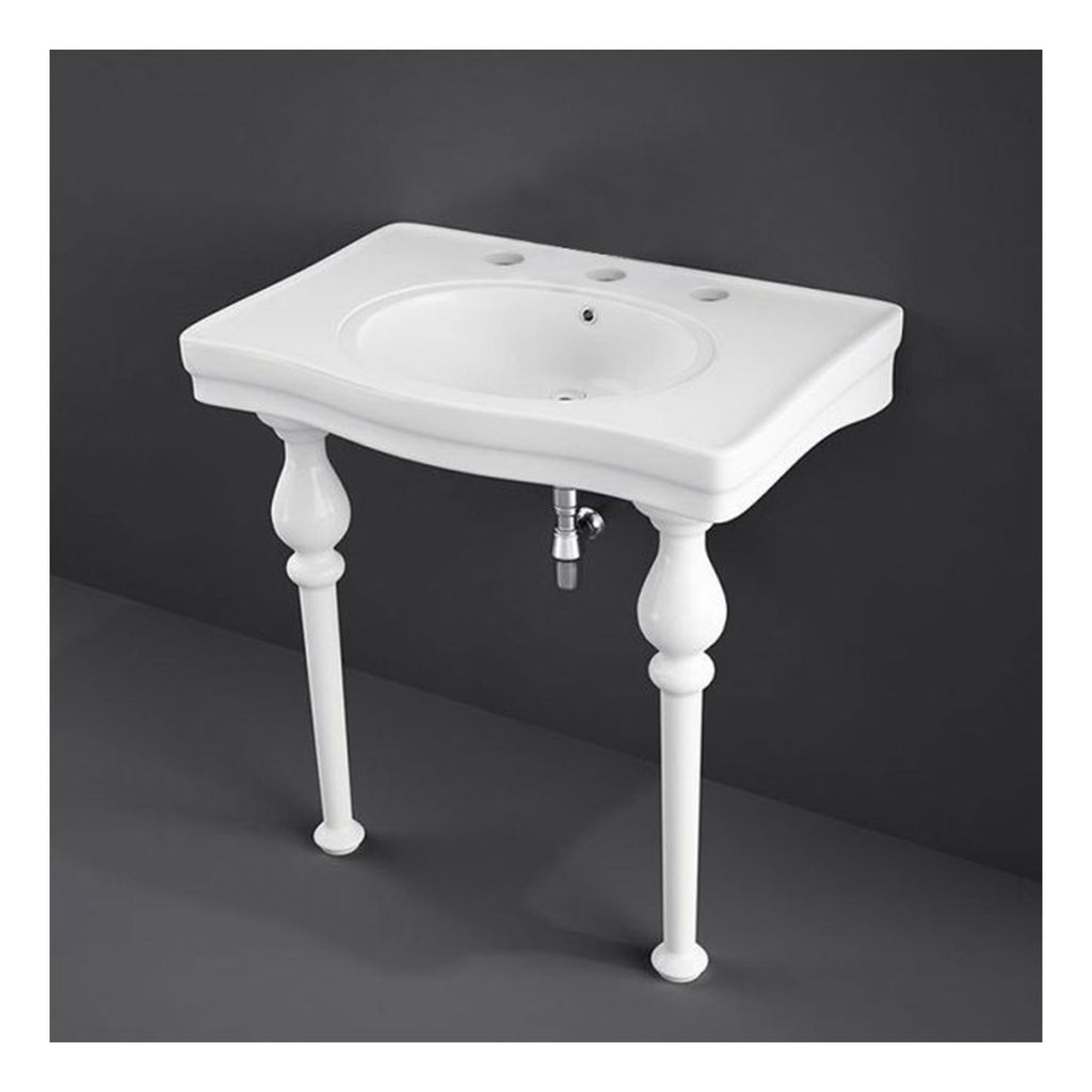RAK Console Alexandra Deluxe Basin With Ceramic Legs - 850mm Wide - 3 TH - Alpine White