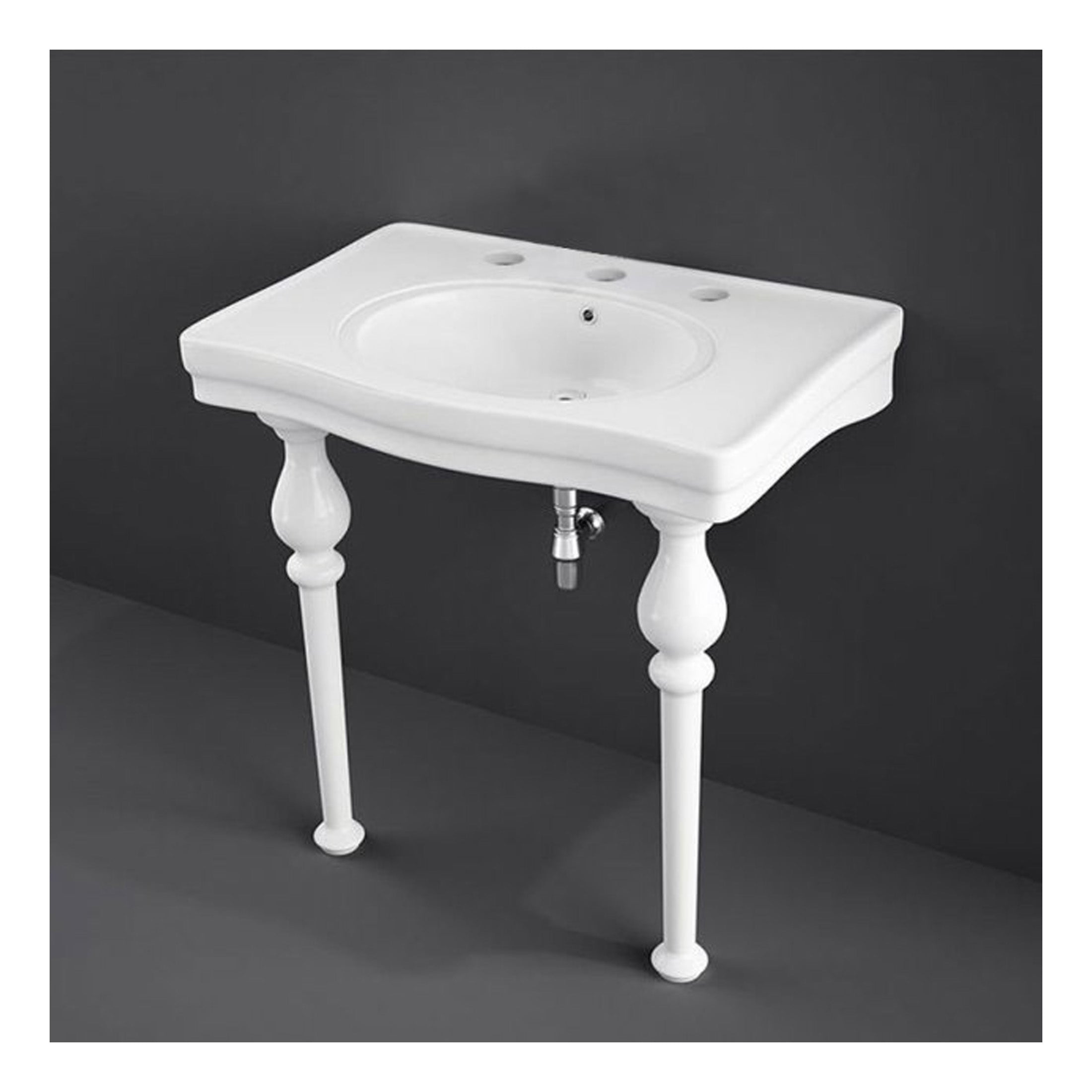 RAK Console Alexandra Deluxe Basin With Ceramic Legs - 850mm Wide - 3 TH - Alpine White
