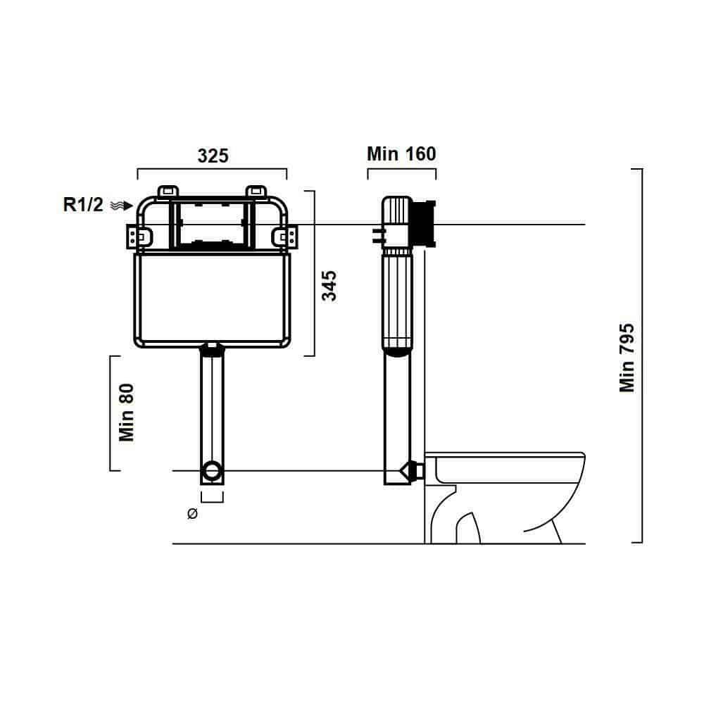 WYE Front Access Concealed Cistern-11476