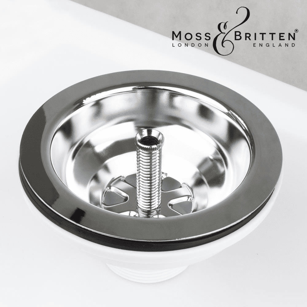 Moss & Britten Luxury CHROME Kitchen Basket Strainer Waste-14792