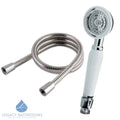 TRADITIONAL VICTORIAN STYLE SHOWER HEAD + 1.5m HOSE, WHITE HANDLE-0