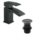 Black Mini Lucia Mono Basin Mixer Tap Incl Clicker Waste-0