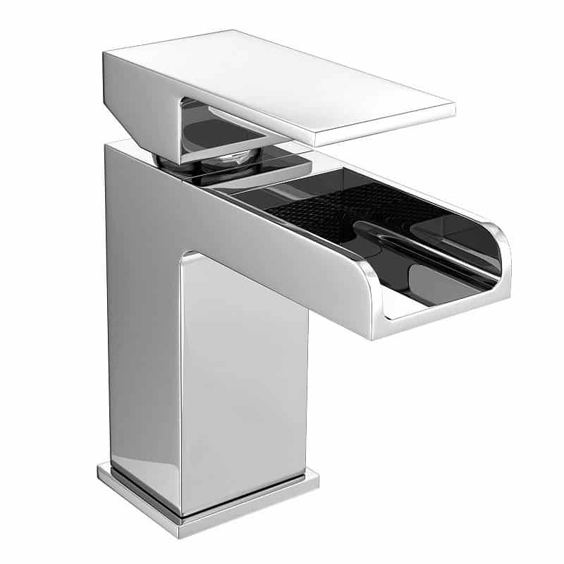 Square Waterfall Chrome Bath Shower Mixer & Basin Sink Mono Tap Inc Waste-7664