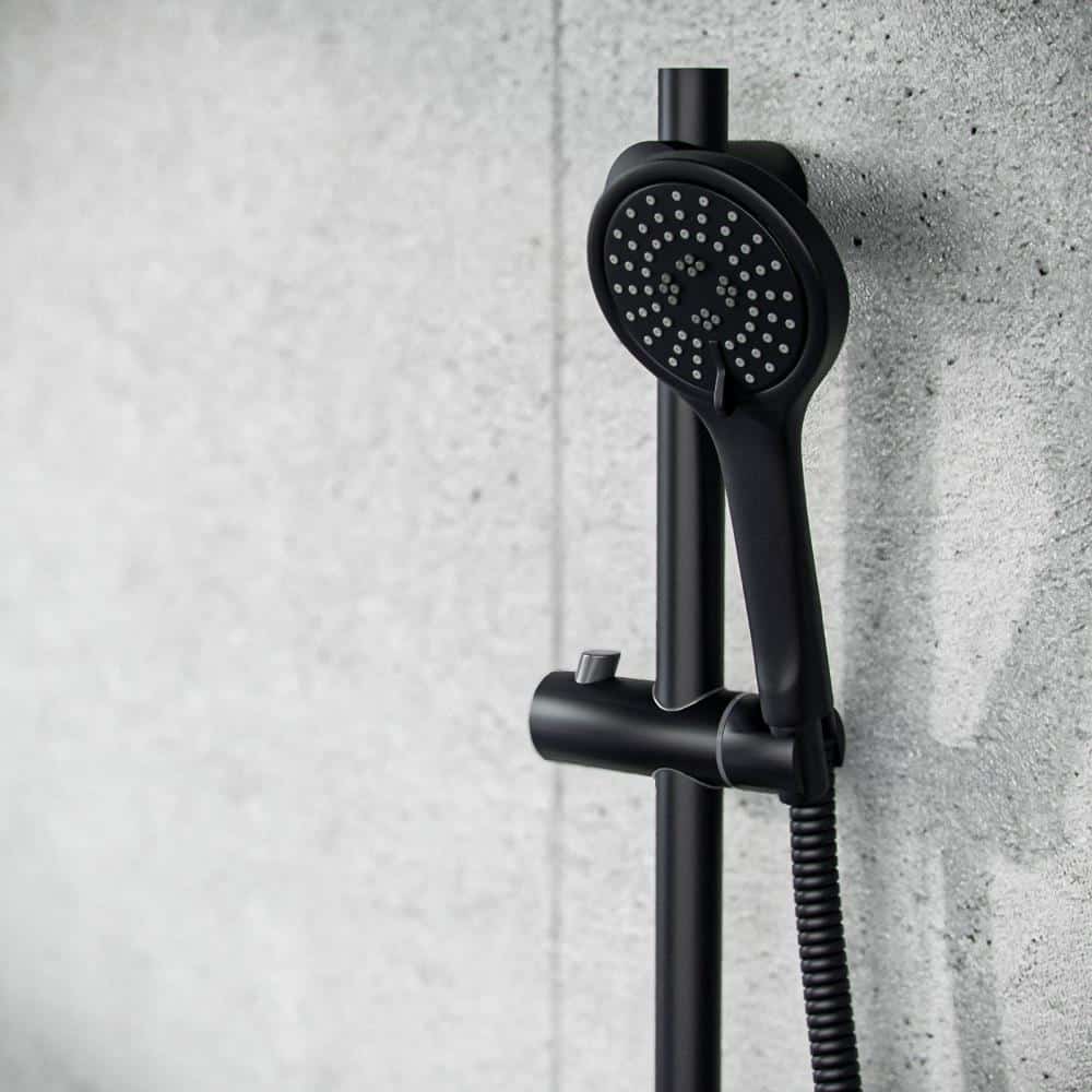 Waterfall Bath Shower Mixer Tap & Shower Slider Rail Kit Matte Black-13149