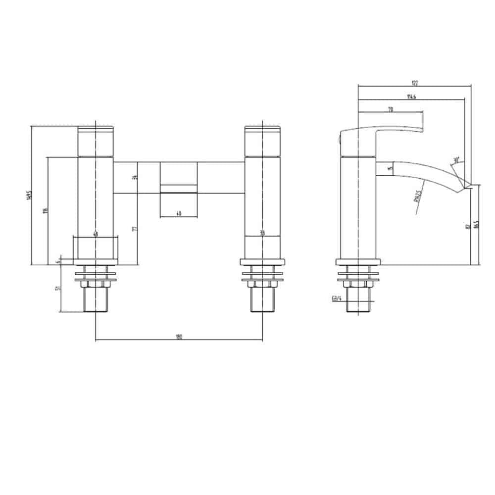 Matt Black Curve Basin Tap & Bath Filler Tap -13962