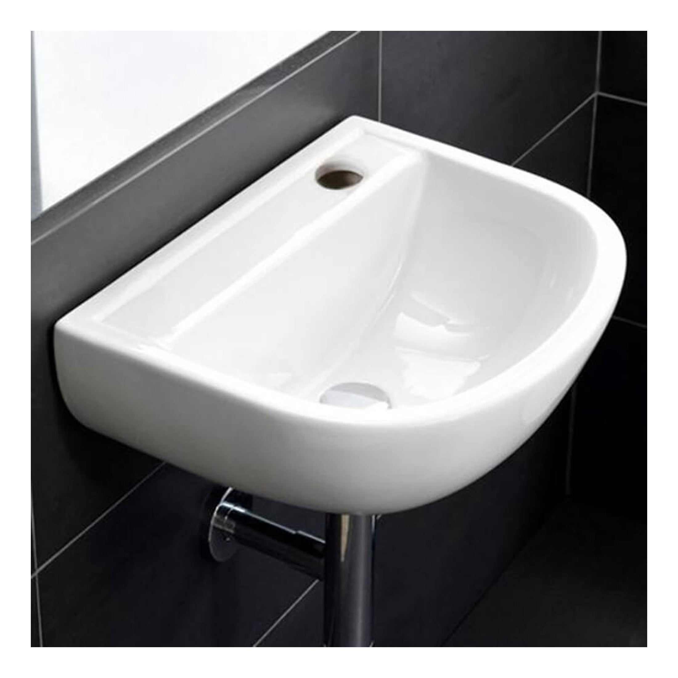 RAK Compact Wall Hung Basin - 500mm Wide - Right Hand TH - Alpine White