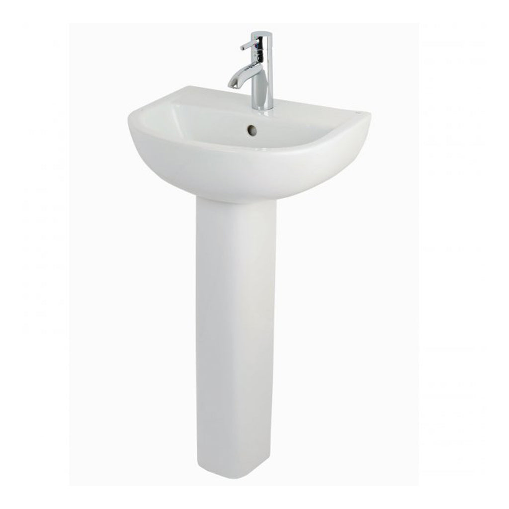 RAK Compact Basin With Full Pedestal - 450mm Wide - 1 TH - Alpine White