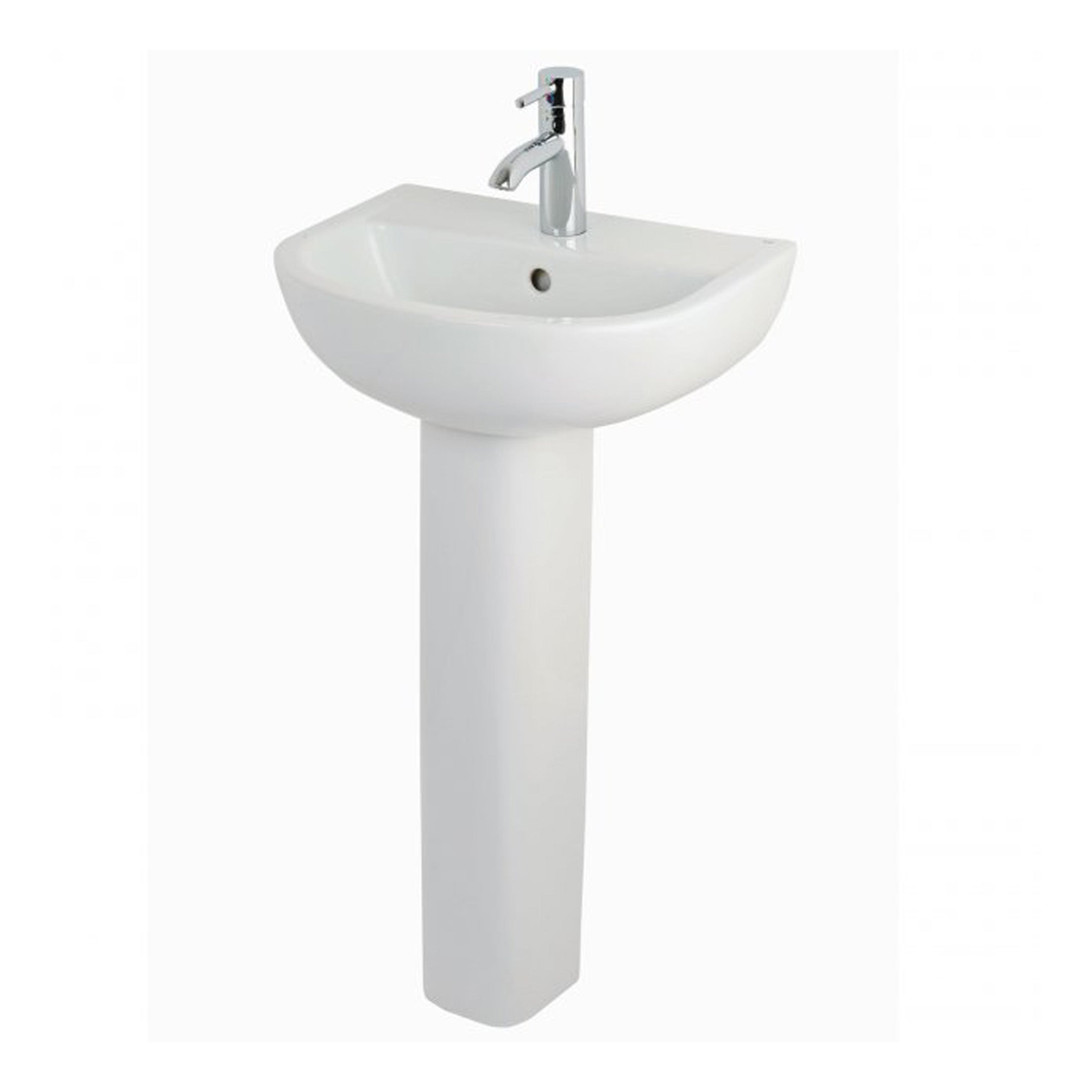RAK Compact Basin With Full Pedestal - 450mm Wide - 1 TH - Alpine White