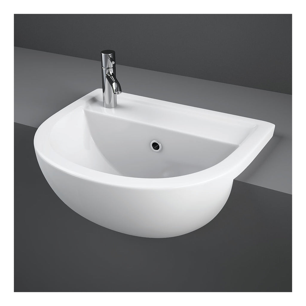 RAK Compact Semi-Recessed Basin - 450mm Wide - Left Hand TH - Alpine White