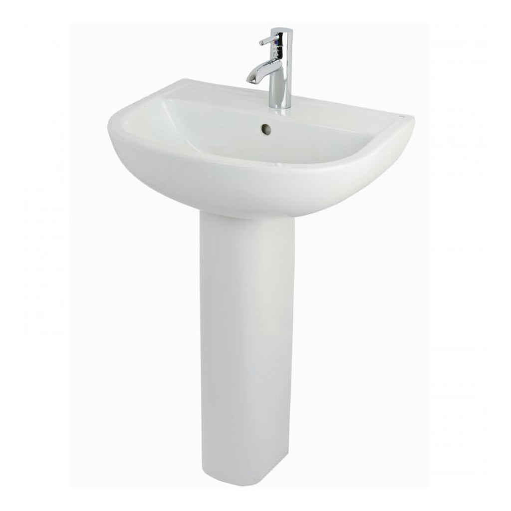 RAK Compact Basin With Full Pedestal - 550mm Wide - 1 TH - Alpine White