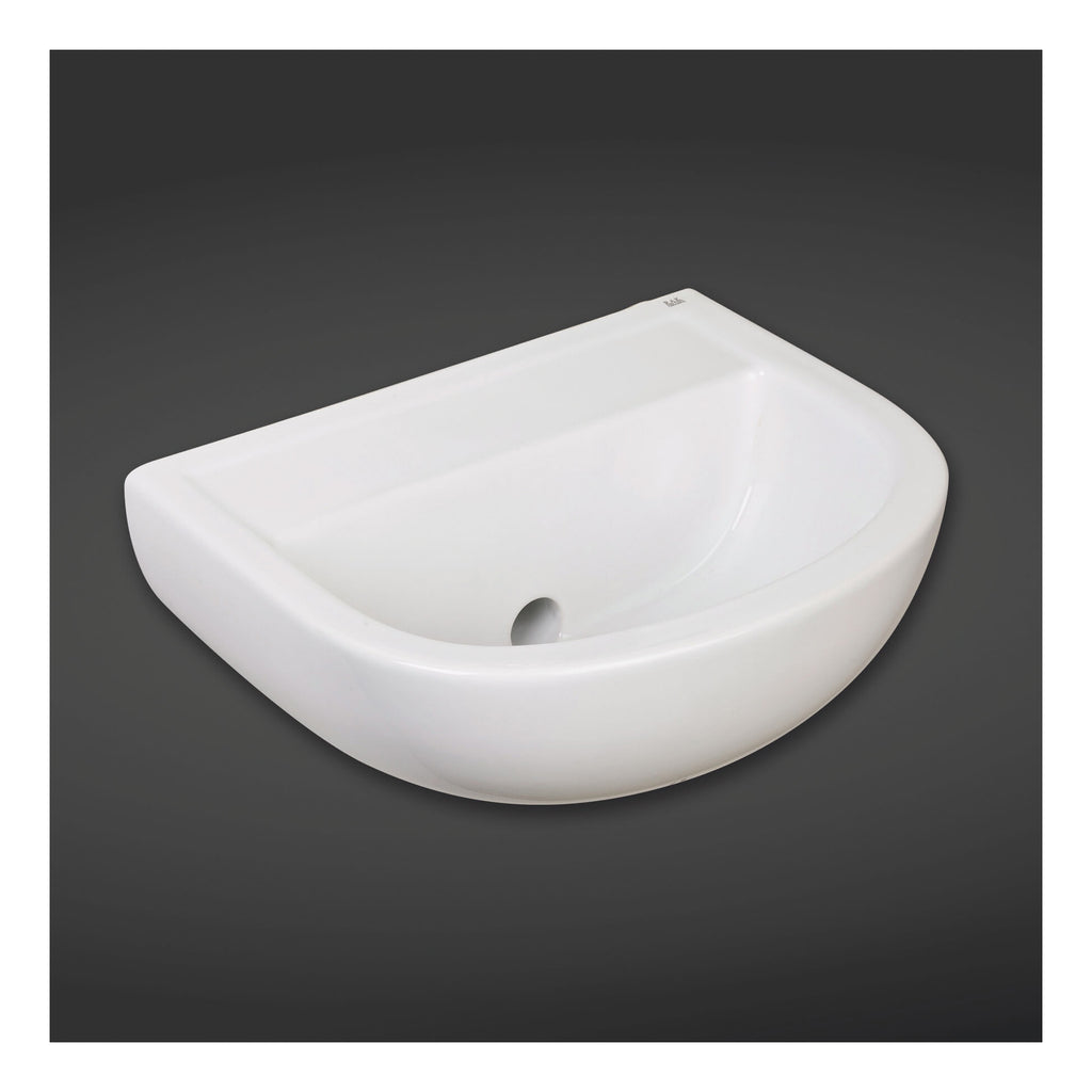 RAK Compact Wall Hung Basin - 500mm Wide - 0 TH - Alpine White