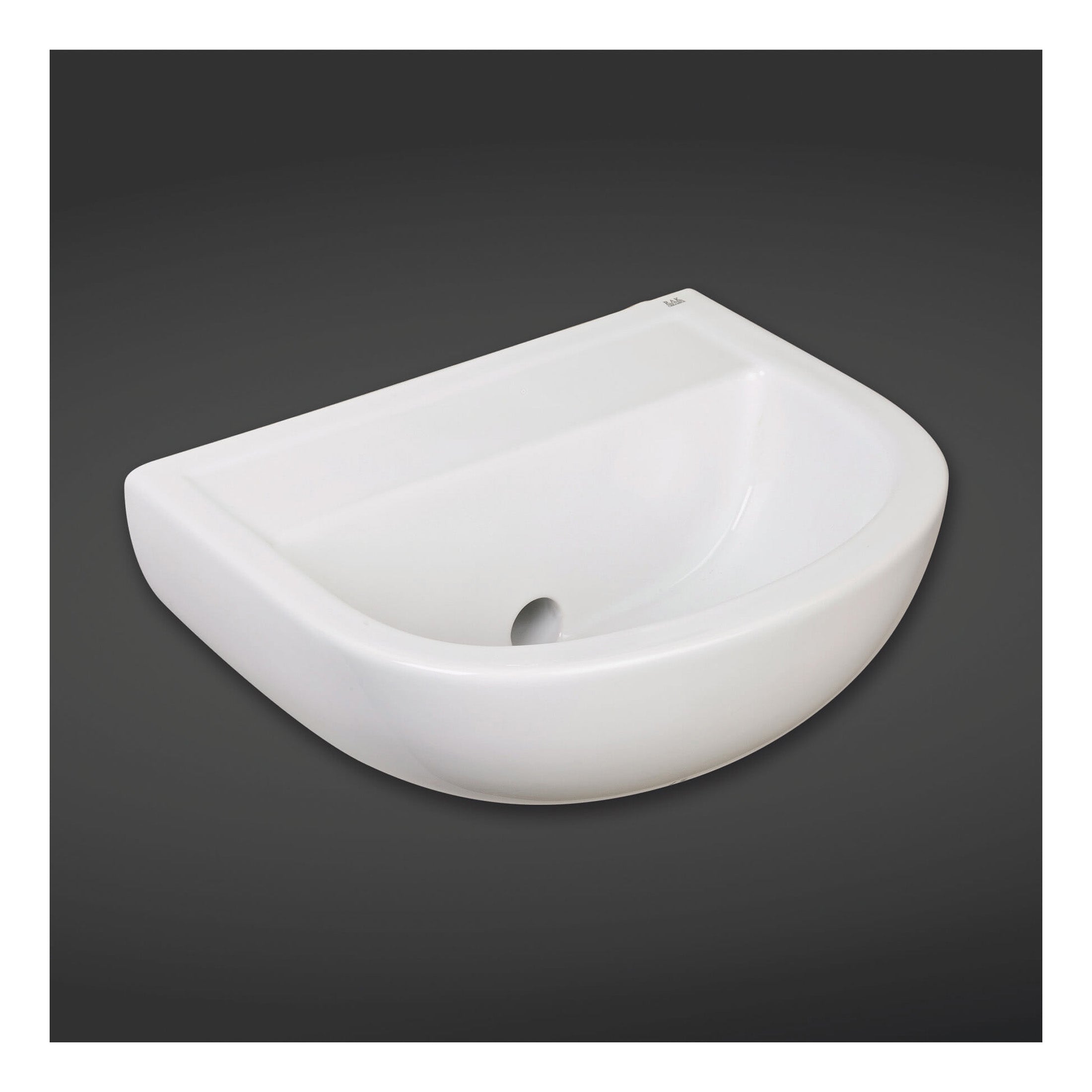 RAK Compact Wall Hung Basin - 500mm Wide - 0 TH - Alpine White