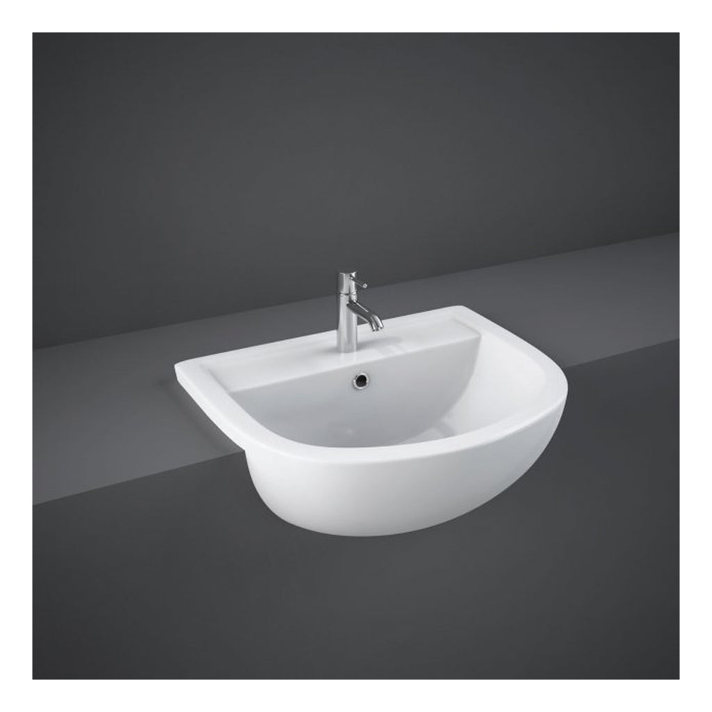 RAK Compact Semi-Recessed Basin - 550mm Wide - 1 TH - Alpine White